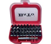 BATO 1/4" Bitssæt rød torx tamper. 31 dele. Med 60 mm. bitsholder BA-1815