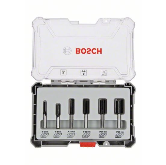 Bosch Bitsæt til lige Fræsejern, 6 dele HM lige 1/4" - 2607017467