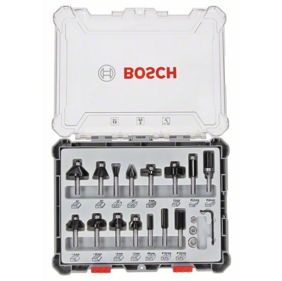 Bosch Blandet Fræsejern, 15 dele 8mm - 2607017472