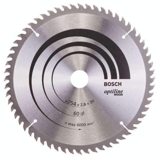 Bosch rundsavklinge 254 x 30mm 60T 20gr træ - 2608640444