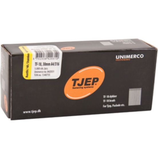 TJEP TF18 30mm stift , Rustfri 4A. Box 5.000 stk. - TJ842031