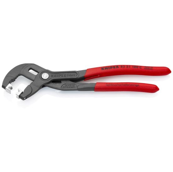 Knipex Slangespændebåndstang til click-spændebånd grå atramenteret, betrukket med skridhæmmende kunststof 180 mm - KN-8551180CSB