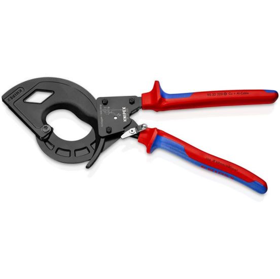 Knipex Kabelsaks (Skraldeprincip, 3-gearet) sort atramenteret, med flerkomponent-håndtag 320 mm - KN-9532320