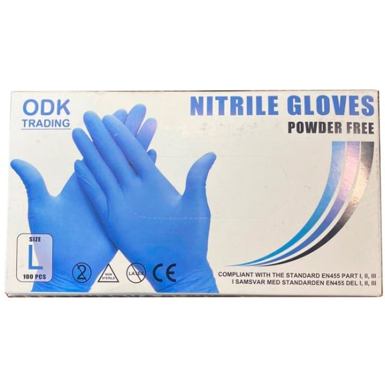 ODK Nitril handsker 100 stk. - str. Large / 9-10 - DJ001L