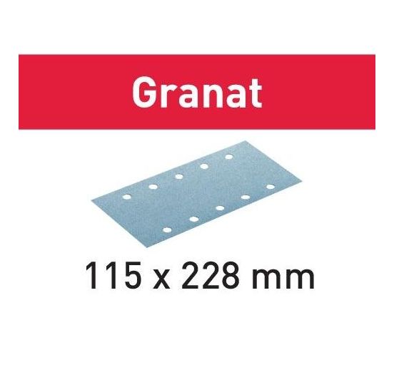 Festool slibeark velcro 115x228mm 10 hul P120 - 100 stk. - Granat - 498947