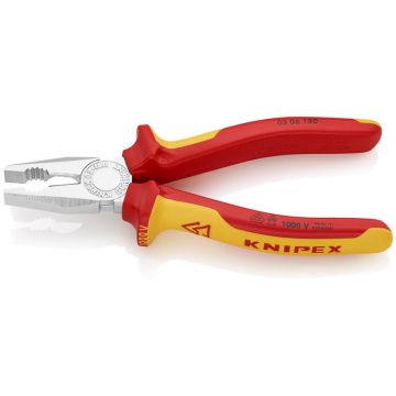 Knipex Kombinationstang forkromet,VDE-godkendt 180 mm KN-0306180SB