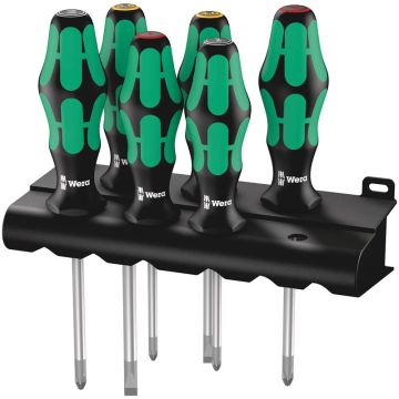 Wera 335/350/355/6 Skruetrækkersæt Kraftform Plus Lasertip + rack 05105622001