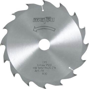 Mafell Savblad-HM; 168 x 1,2/1,8 x 20 mm, Z 16, WZ, til universalarbejder i træ MA-092476