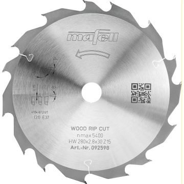 Mafell Savblad KSB-WL 280 GT HW, 280 x 2,8 x 30 mm, Z15-5, WZ/FZ, Wood Rip Cut MA-092598