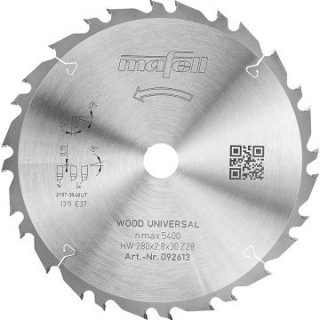 Mafell Savblad KSB-WU 280 GT, HW, 280 x 2,8 x 30 mm, Z28-4, 3WZ/FZ, Wood Universal MA-092613