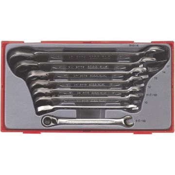 Teng Tools ringgaffelnøglesæt med skralde TT6508R med 8 dele 8-19mm 109730101