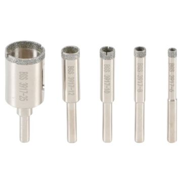 BATO BGS Diamant borsæt 6,3mm. 6-8-10-12-25mm. Glas, keramiske fliser, marmor osv. 5 dele BA-BBGS3917