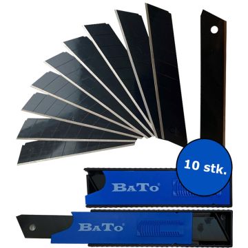 BATO Knivblade bræk-af 18 mm. Black Finish ultra skarp 10 stk. pk. BA-6132
