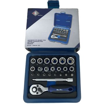 BATO Topnøglesæt 1/4" 6kt. 4-13mm. 23 dele. BA-1301