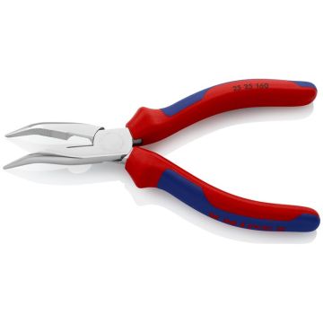 Knipex Fladrundtang med skær (Radiotang) forkromet, med flerkomponent-håndtag 160 mm KN-2525160