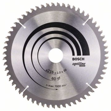 Bosch rundsavklinge Ø216 x 30mm 60T -5gr træ 2608640433