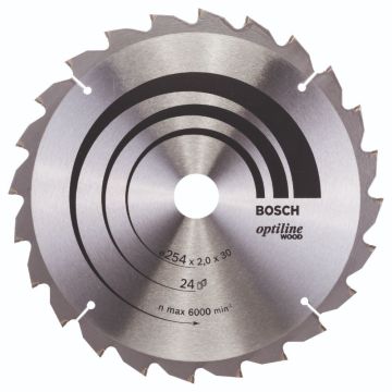Bosch rundsavklinge Ø254 x 30mm 24T -5gr træ 2608640434