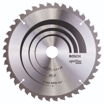 Bosch rundsavklinge Ø254 x 30mm 40T -5gr træ 2608640435
