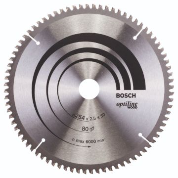 Bosch rundsavklinge Ø254 x 30mm 2,5mm 80T -5gr træ 2608640437