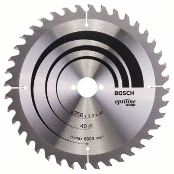 Bosch rundsavklinge Optiline 250 x 3,2 x 30mm 40T 2608640728
