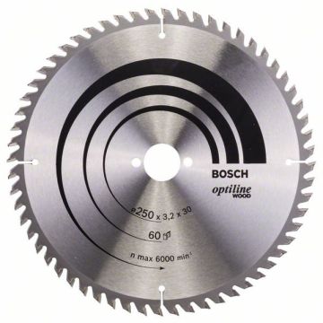 Bosch rundsavklinge Optiline 250 x 3,2 x 30mm 60T 2608640729