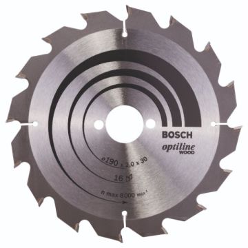 Bosch rundsavklinge Optiline Ø190 x 2,0 x 30mm 16T 2608641184