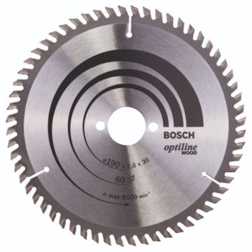 Bosch rundsavklinge Optiline Ø190 x 2,6 x 30mm 60T 2608641188