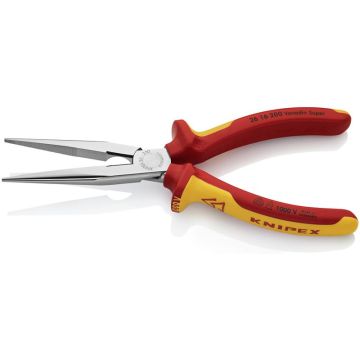 Knipex Fladrundtang med skær (Storkenæbstang) forkromet,VDE-godkendt 200 mm KN-2616200SB
