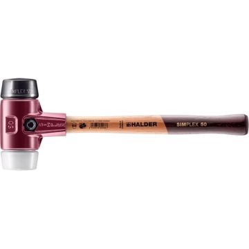SIMPLEX soft-face mallet with cast steel housing and wooden handle, Ø 50, Rubber composition / Superplastic 3027.050