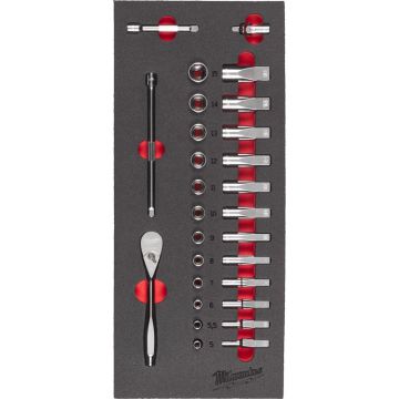 Milwaukee Skraldenøglesæt 1/4" skum 28 dele 4932479824