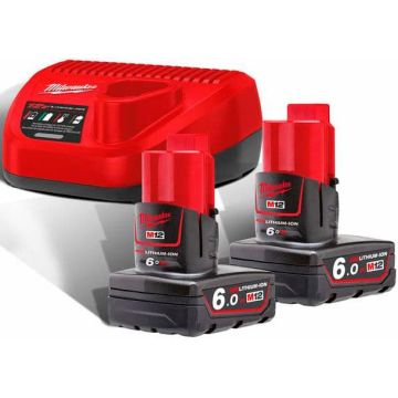 Milwaukee startsæt M12 NRG-602 med batterier og lader 4933451903
