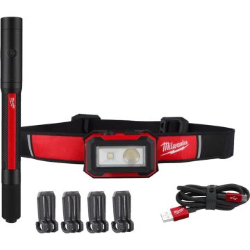 Milwaukee Pandelampe + Lygte IR HL450250 - Genopladelig 4933492104
