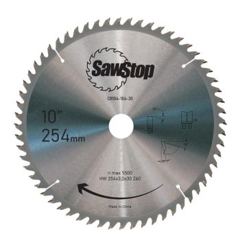 SawStop rundsavsklinge 60-tands til bordsav – 254mm/30mm CB104-184-30