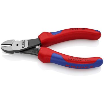 Knipex Kraft-skævbider sort atramenteret, med flerkomponent-håndtag 140 mm KN-7402140SB
