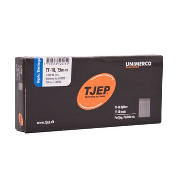 TJEP TF18 stifter 15mm, Elgalvaniseret. 5.000 stk. TJ842015