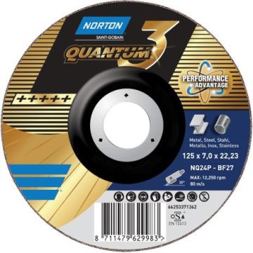 Norton navrondel til vinkelslibere Quantum 3 - 125x7mm 244310207
