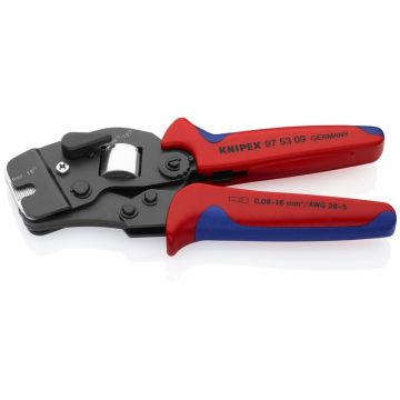 Knipex Selvindstillelig crimptang til kabeltyller med indføring forfra bruneret, med flerkomponent-håndtag 190 mm KN-975309SB