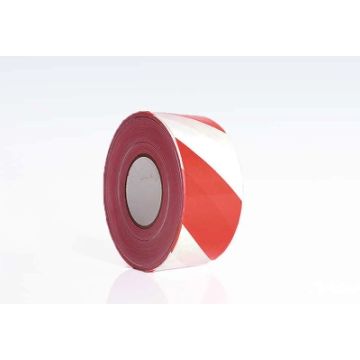 Afspærringsbånd PE rød/hvid 75mm x 500m ROL-501130