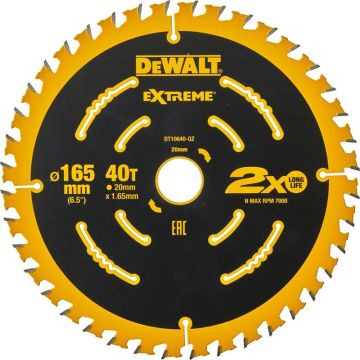 DeWalt 165 x 20mm 40T Extreme rundsavsavklinge DW-DT10640-QZ