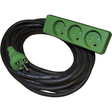 Blue electric kabelsæt neopren 15m med jord og 3 stikdåse 3x1,5mm² FLJ15-3
