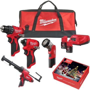 Milwaukee kombokit M12BLPP3A-202B med fugepistol M12 PCG/310C-0 MILWAUKEEPAKKE8