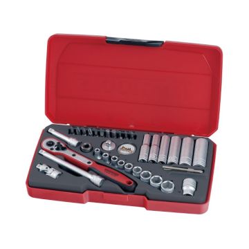 Teng Tools Topnøglesæt 1/4" T1436 med 36 dele 167290105