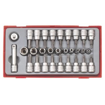 Teng Tools bits-topnøglesæt torx 1/4" & 3/8" TTTX30 med 30 dele 102140100