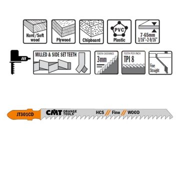 Stiksavklinge 90mm HCS Fine JT301CD-5