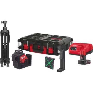 Milwaukee 3PLSKIT-401P Grøn 360° 3-planslaser M12™ 4933499379