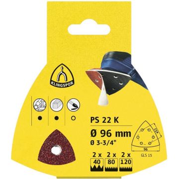 Klingspor Trekant Ø96mm 6h k120 - 5 stk PS22K KS-241659