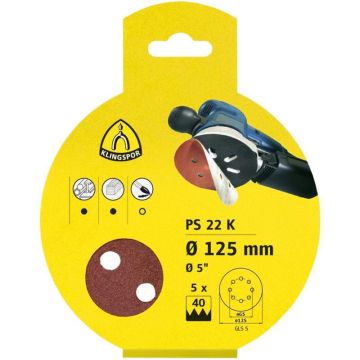 Klingspor Rondel Ø125mm 8h k80 - 5 stk PS22K KS-241626