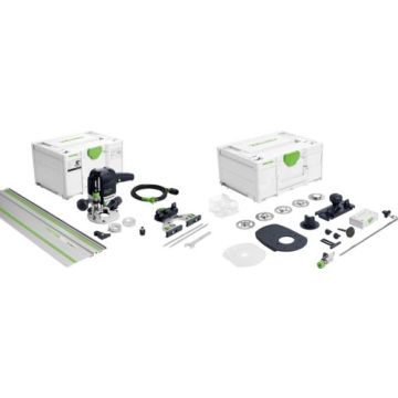 Festool Overfræser OF 1010 REBQ-FS-Set med LED lys inkl. tilbehørssæt og skinne 578051